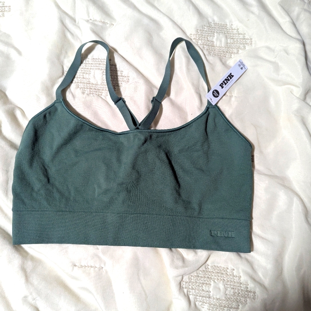 PINK Victoria's Secret Green Sports Bra
